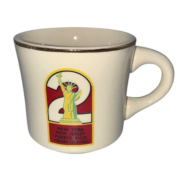 Vintage Boy Scouts of America BSA Region 2 NY NJ PR VI Gold Rim Ceramic Mug - Picture 3 of 8